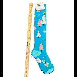 Sock it to Me Festive Blue Knee-High Socks- Holly Jolly Christmas